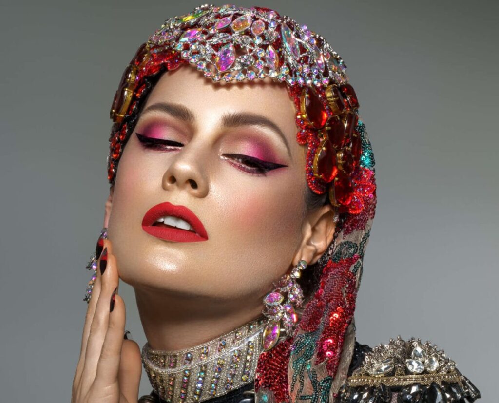 a picture of a model wearing Cozzette Beauty Vegan Makuep