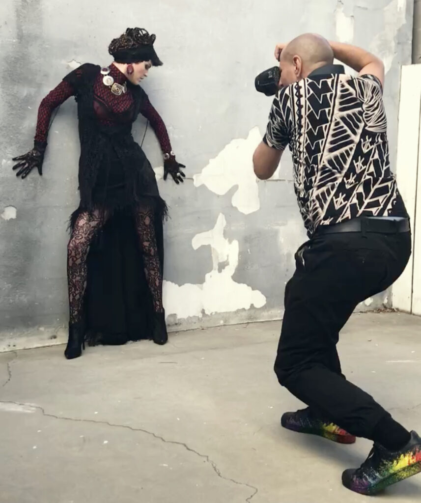 Roque Cozzette shooting a model during a photo shoot